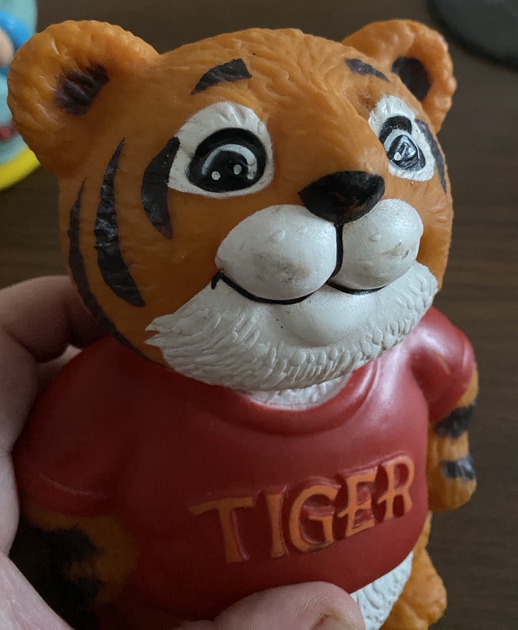Vintage 1981 Hallmark Shirt Tales Tiger Rubber Squeak Toy Figurine 6 In
