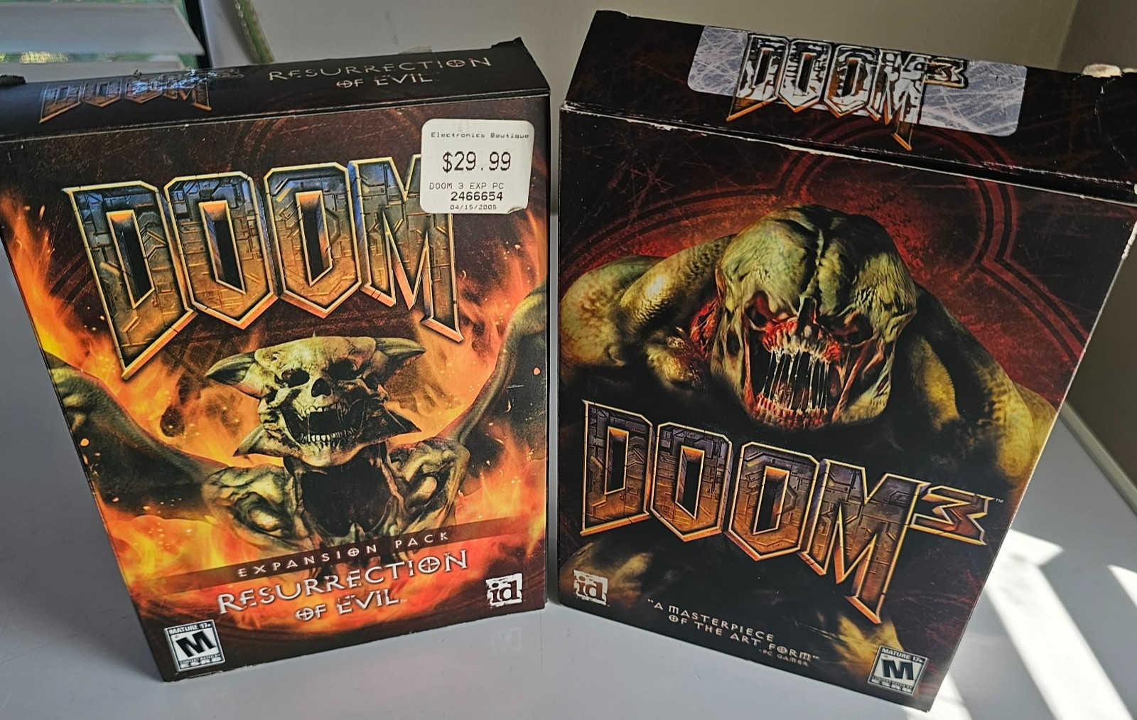 Doom 3 and Doom 3 Resurrection of Evil PC CD-ROM  Box Bundle