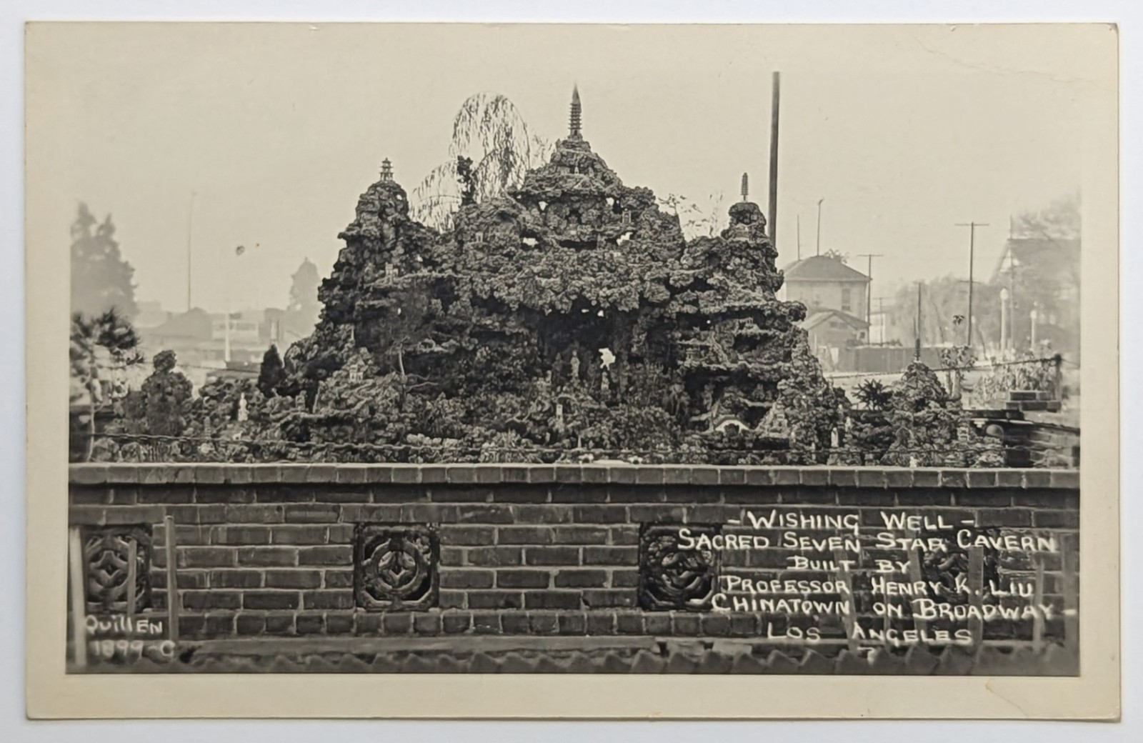 RPPC Los Angeles Chinatown Wishing Well Sacred Seven Star Cavern Quillen Photo
