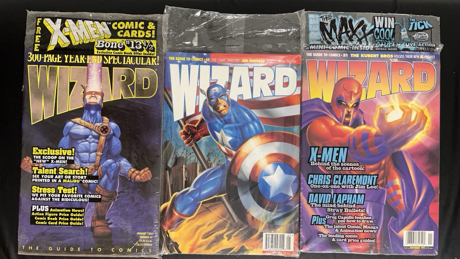 1995 WIZARD guide To Comics Lot Off 3 Sealed Magazines with promotional inserts