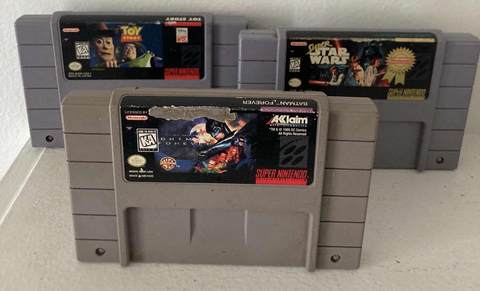 Nintendo SNES Super Starwars, Batman Forever, Toy Story Lot Of 3 Tested Games