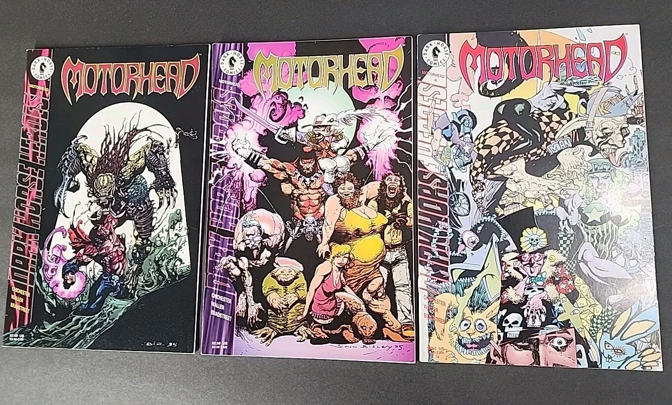 Motorhead #1,2,4  Dark Horse Comic  Predator Simon Bisley VF-NM B&B Rock Music