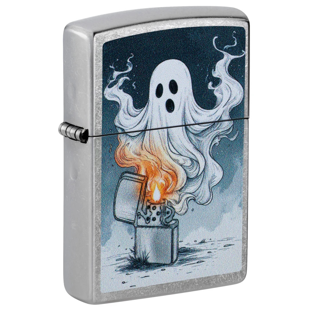 Zippo Lighter with Spooky Ghost in Flames From Zippo Lighter, 47436, New In Box
