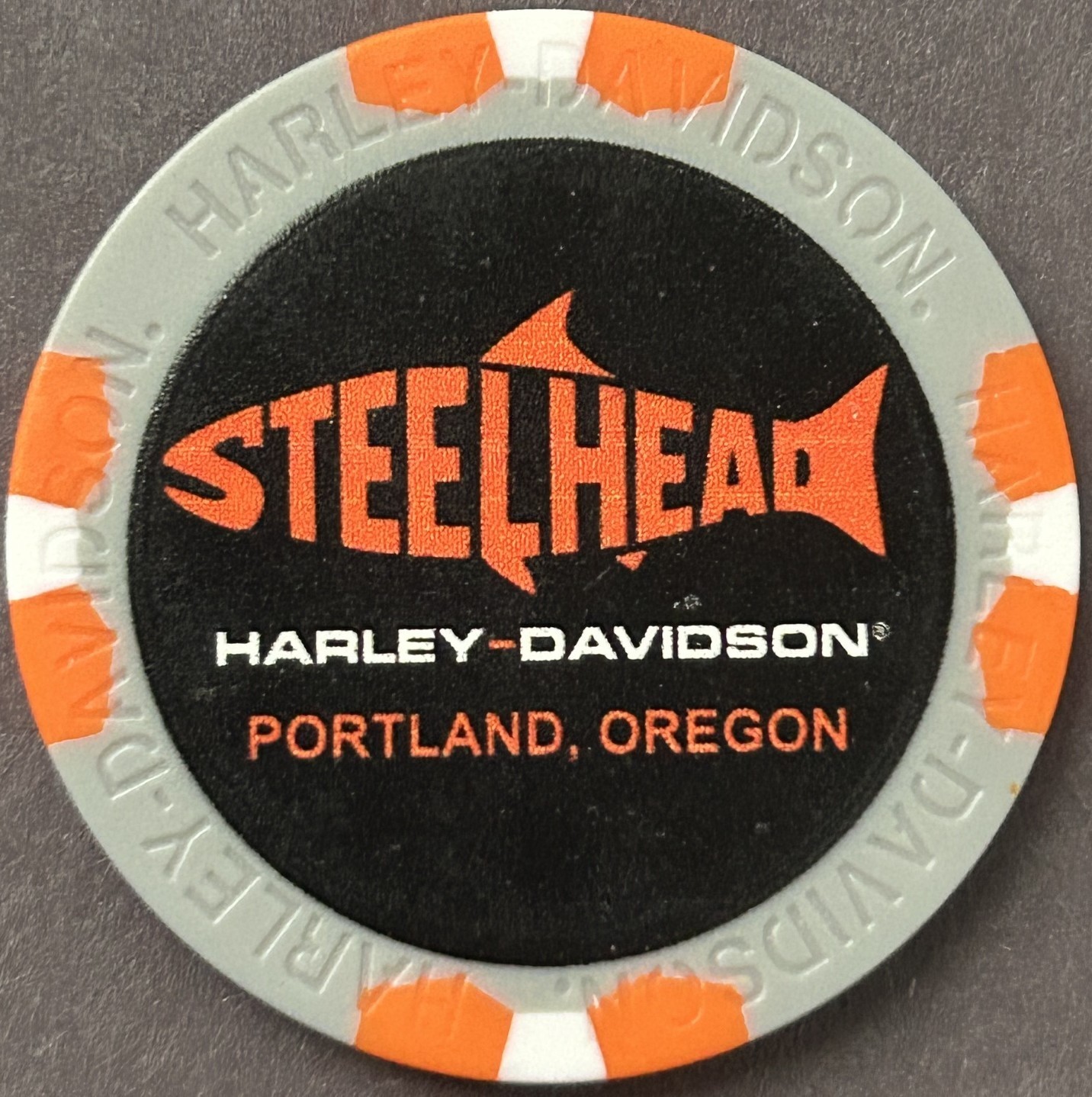 Harley Davidson Wide Print Poker Chip from Steelhead HD in Portland, Oregon  NEW