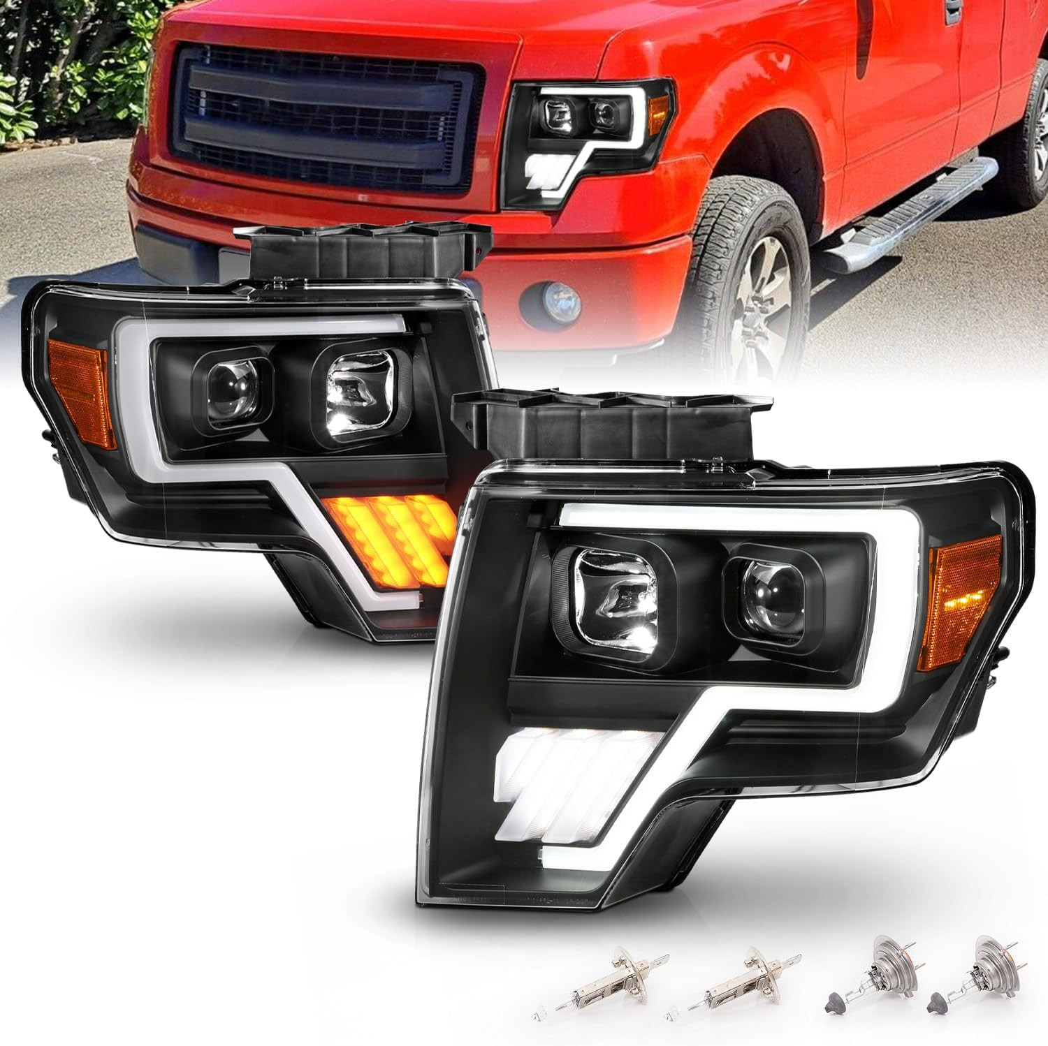 Replacement Headlights Switchback Led, Halogen, Tube Quad Projector Set for 2009