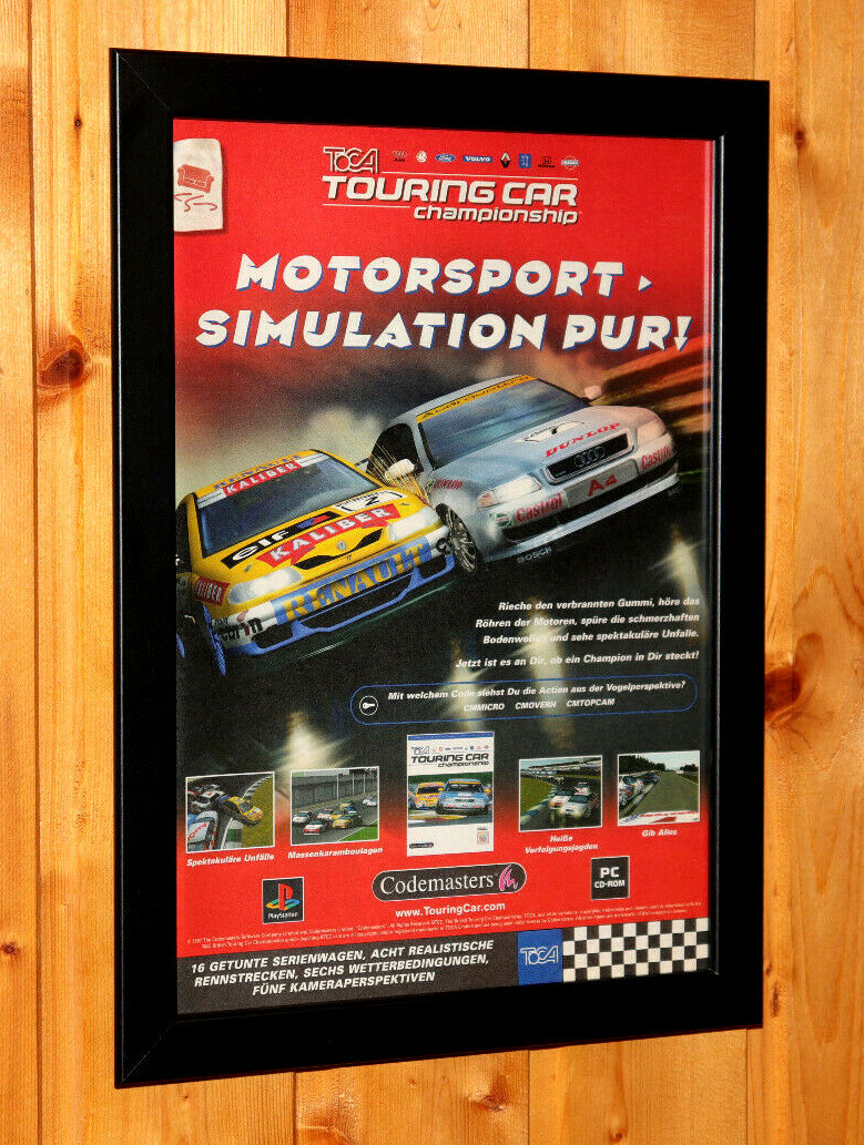 1997 TOCA Touring Car Championship Rare Small Poster Vintage Ad Page Framed PS1 