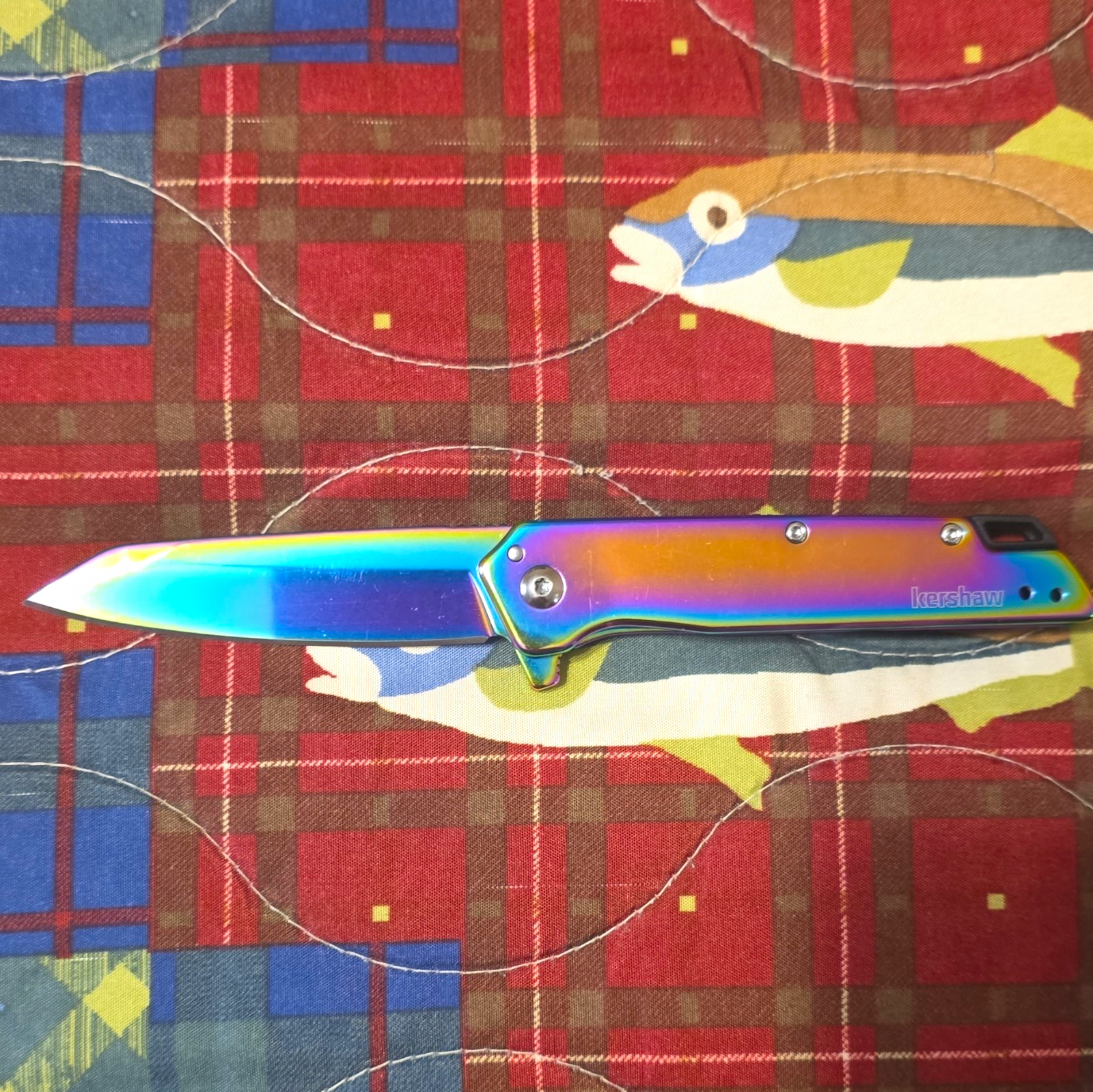 Kershaw Misdirect-RBW 1365RBW Rainbow SS Plain Tanto Frame Clip  2.75