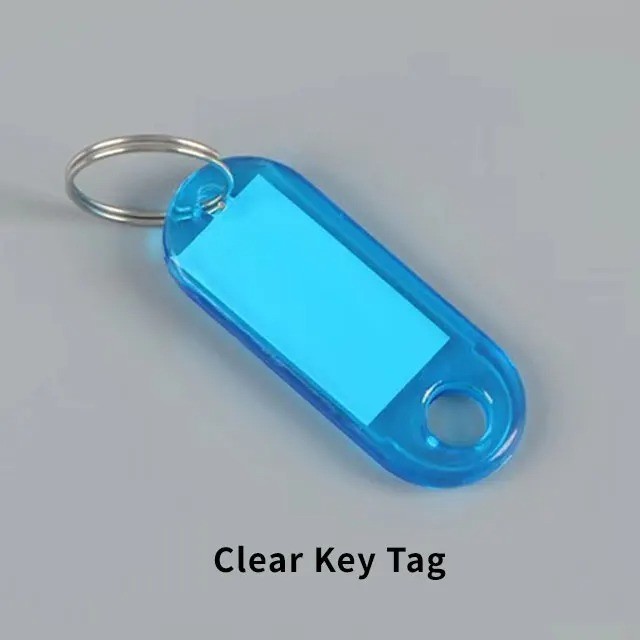 10pcs Plastic Key Tags Metal Ring Luggage Card Name Label Keychain Split Rings