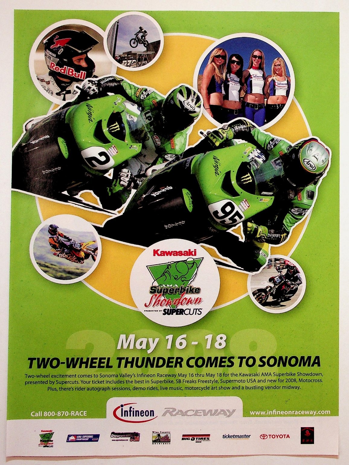 Kawasaki AMA Superbike Showdown Sonoma Raceway Flyer Ephemera