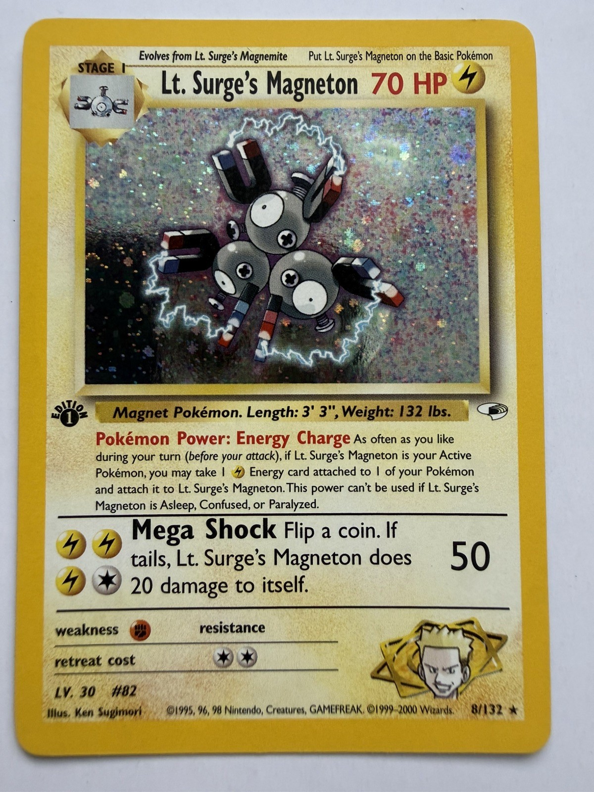 Lt. Surge's Magneton - 8/132 - Pokemon Gym Heroes 1st Edition Holo Rare NM