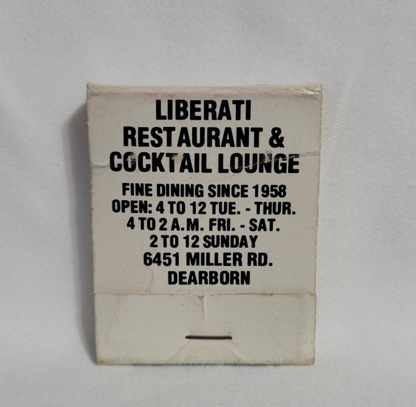 Vintage Matchbook Liberati Restaurant Lounge Bar Dearborn Michigan Advertising
