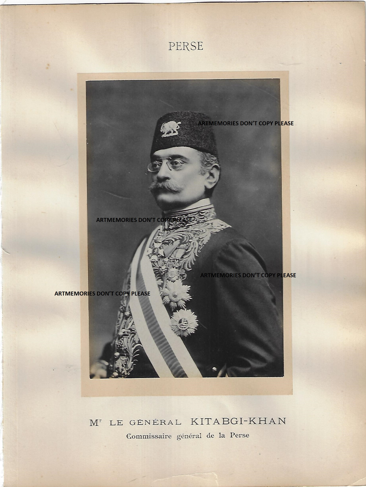 Persia Photo 1900 General Kitabgi Khan Expo Univ. born armenian family turkey