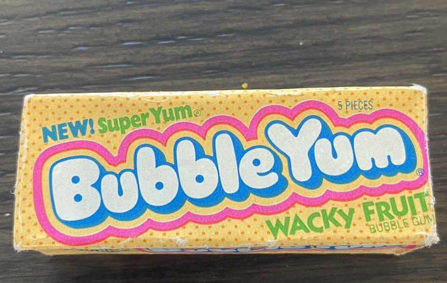 Vintage 1980’s BUBBLE YUM SUPER YUM WACKY FRUIT BUBBLE GUM  5 Piece  NOS