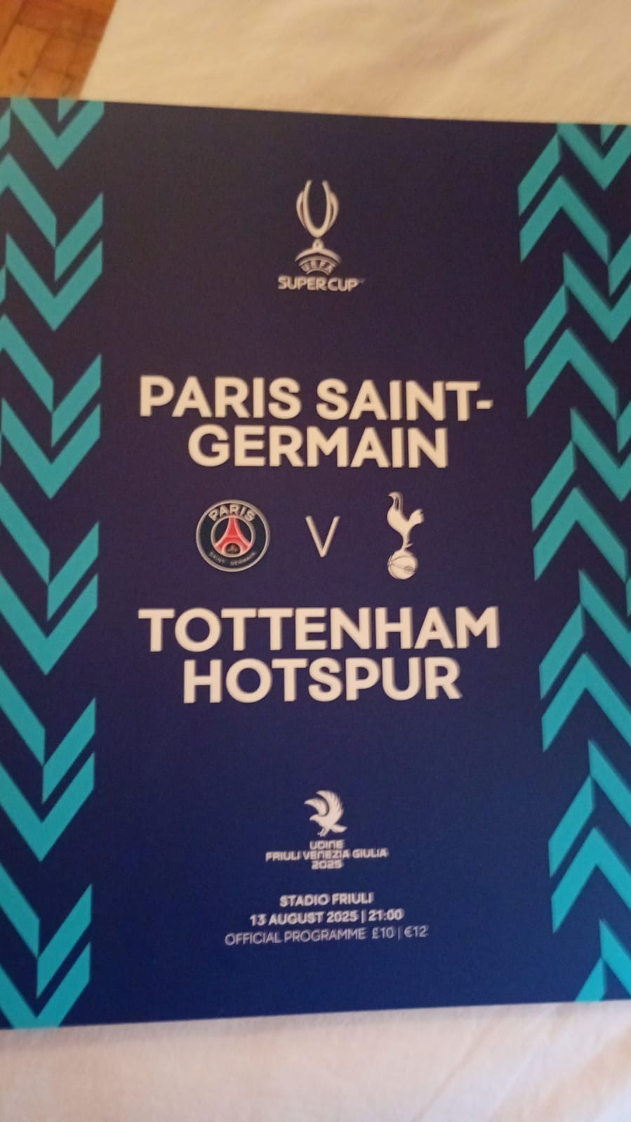UEFA Supercup 2025 Official Programme PSG vs Tottenham Hotspur 13/8/25