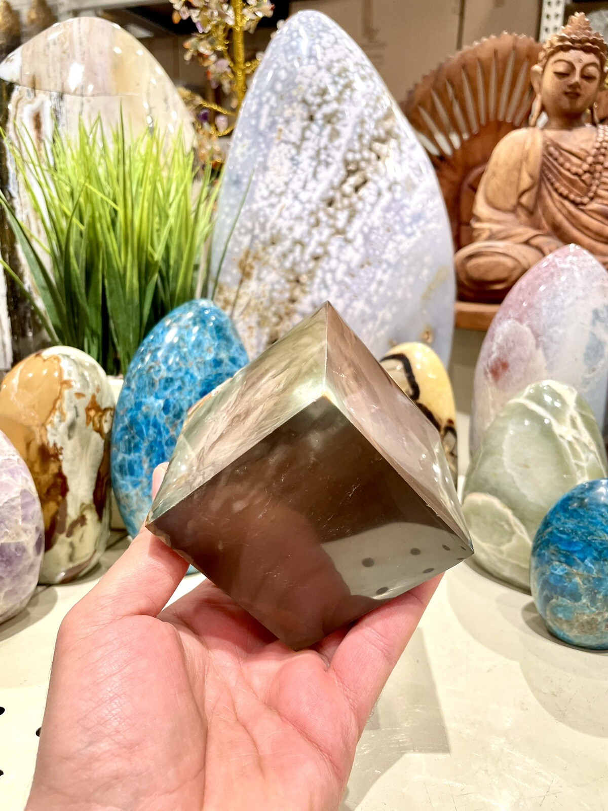 Ocean Jasper Square Shaped Cube Rock Yoga Healing Crystals Decor 3x3