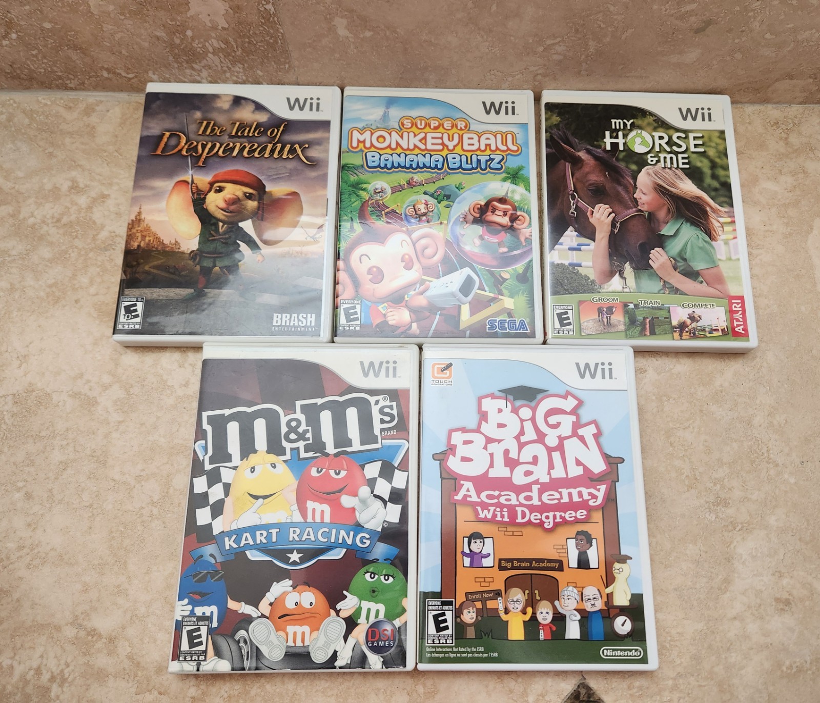 Nintendo Wii Games M&M, Big Brain, Tale Of Despereaux, Monkey Ball, Horse & Me