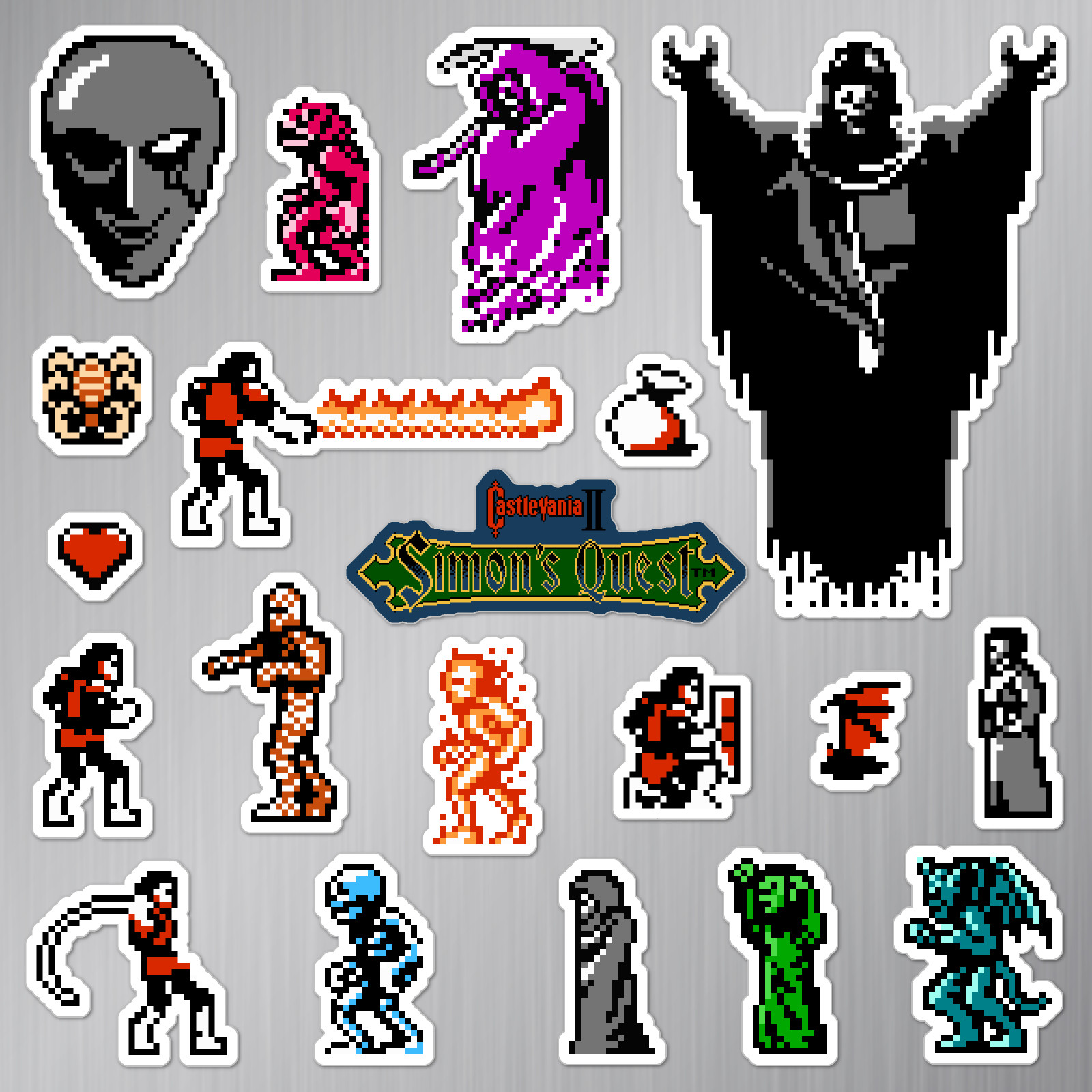 Castlevania II 2 Magnets Simons Quest Nintendo NES Pixel Art 20 Magnet Pack
