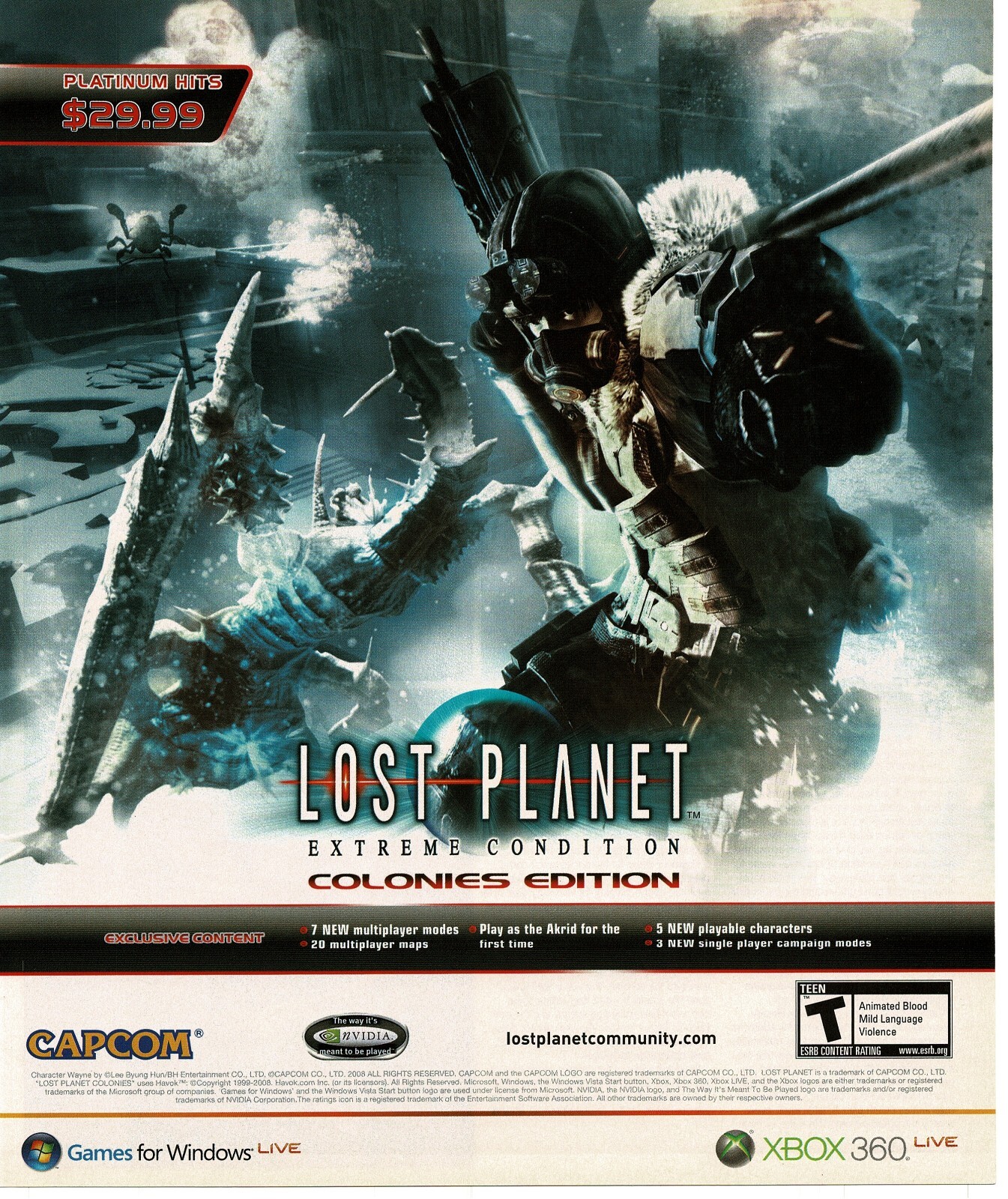 2008 Lost Planet Extreme Condition Colonies Edition Video Game Vintage Print Ad