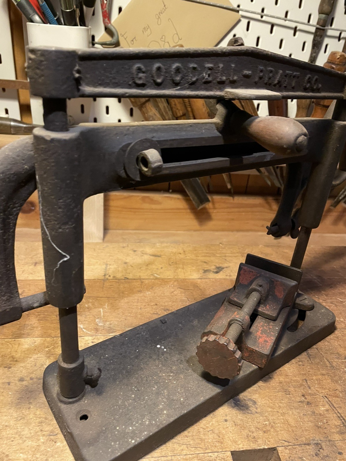 Antique Goodell Pratt No 1 Bench Hacksaw Hand Machine 1899 Pat Cast Iron Vise 
