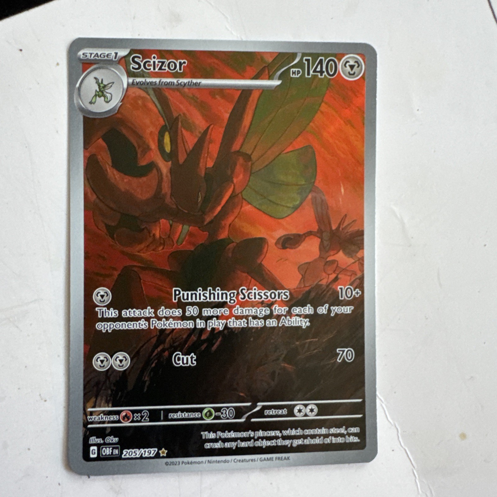 Pokémon TCG Scizor 205/197 Obsidian Flames Illustration Rare