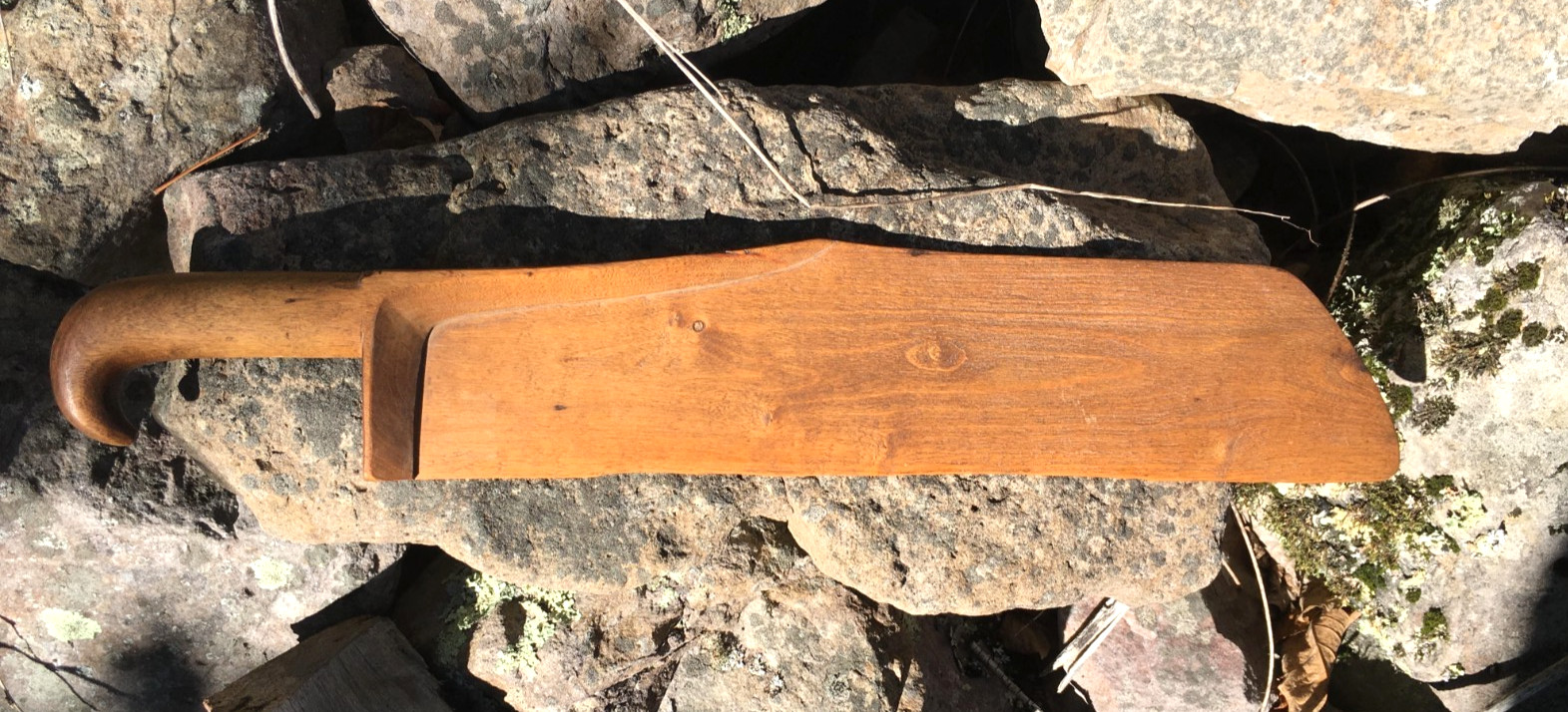Antique Wooden Flax Scutching Knife Hand Carved