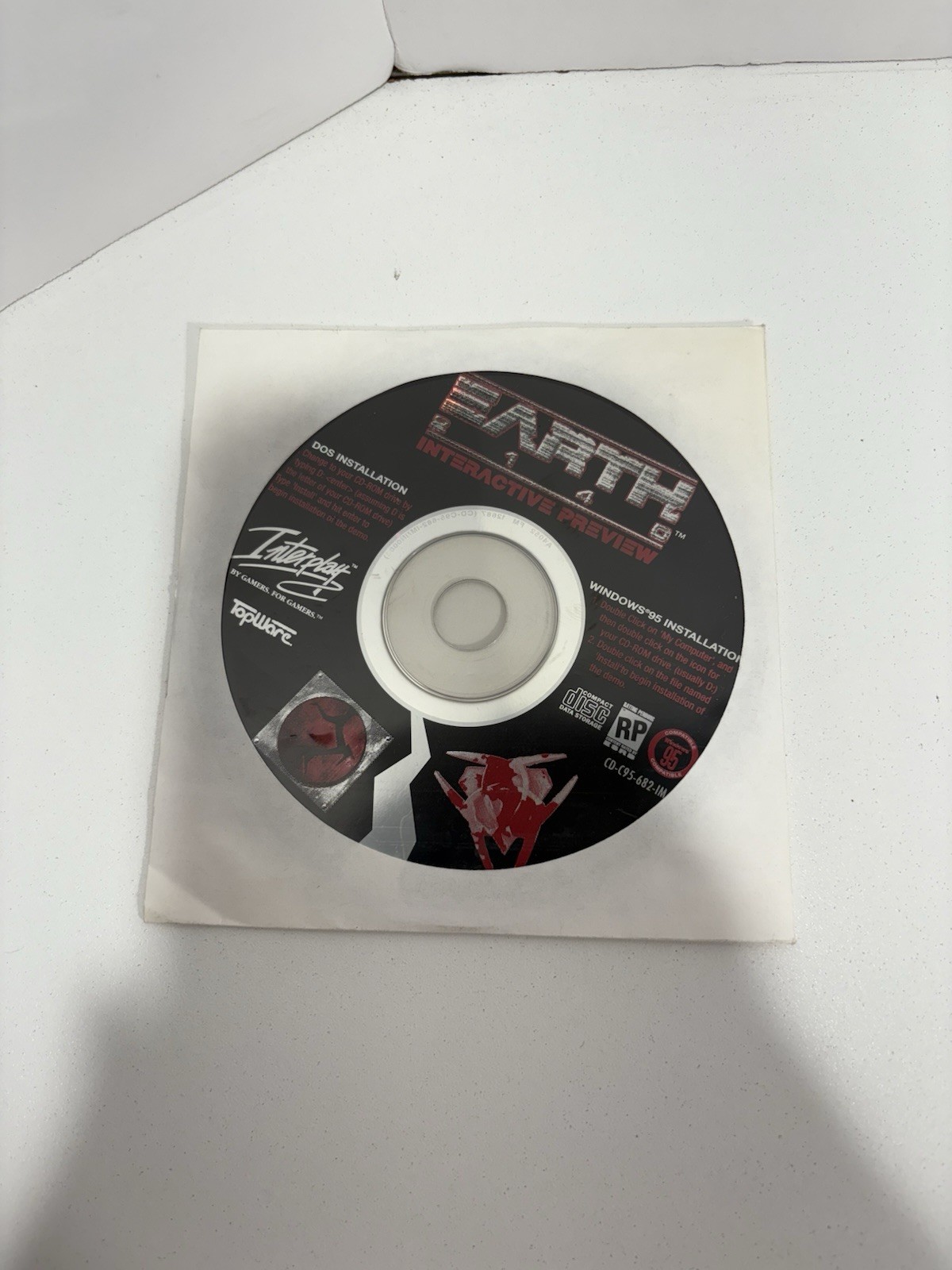 Earth 2140 PC CD Rom I Tera Tive Preview DOS Installation Interplay Topware RARE