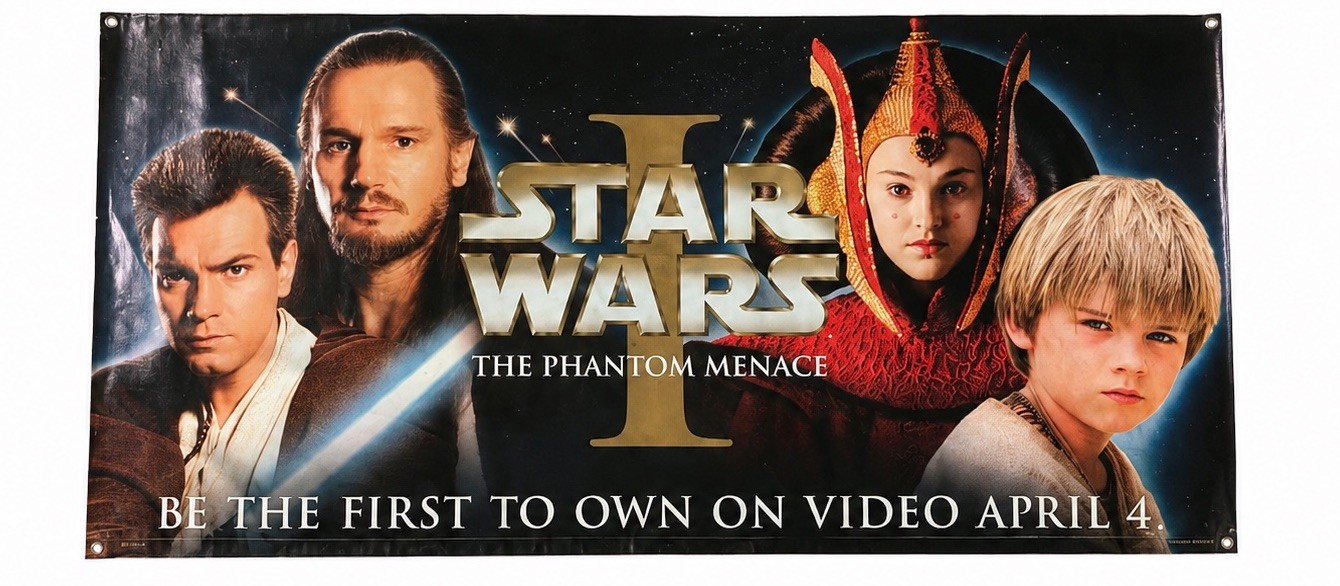 Star Wars Episode I Phantom Menace 1999 Video Release Promo Vinyl Banner Poster