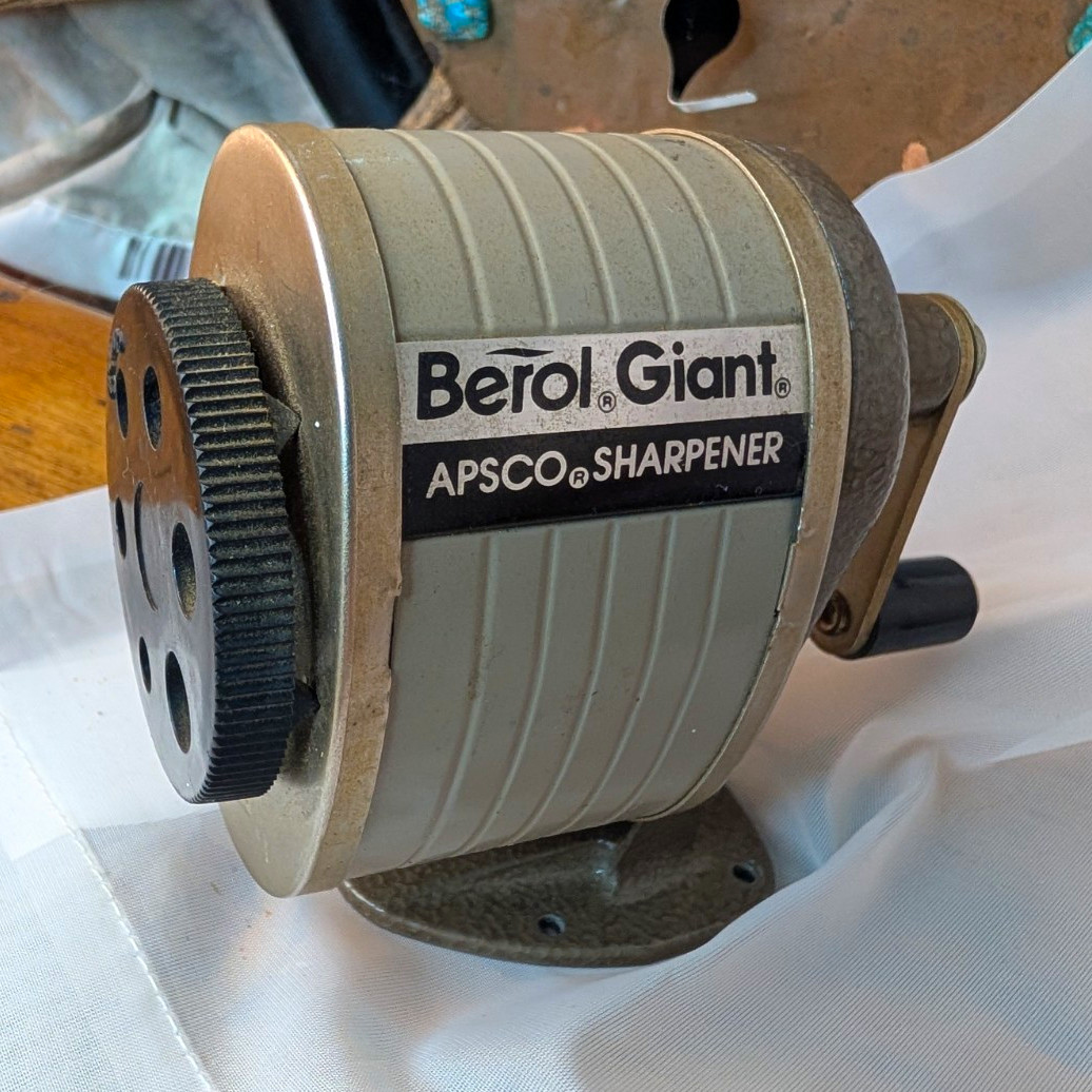 Vintage Berol Giant APSCO Pencil Sharpener Hand Crank Desk Wall Mount USA