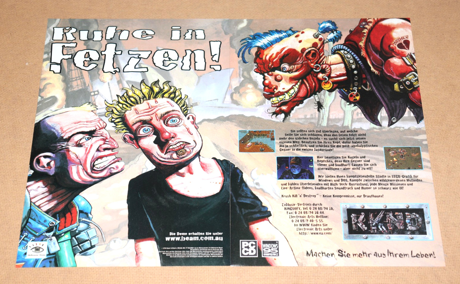 1996 KKND2 Krossfire Vintage Ad Poster Small Advertising 2 page Poster