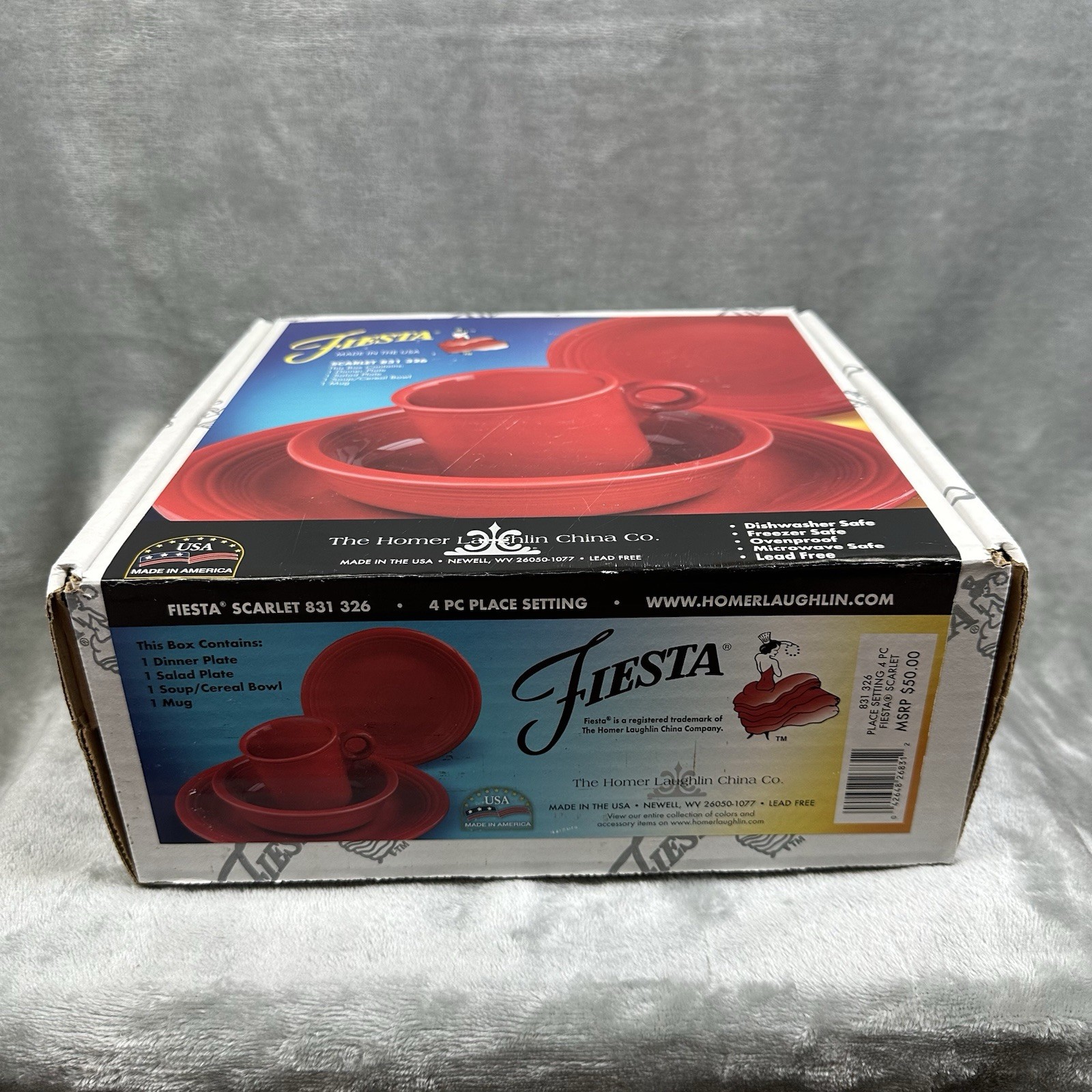 Fiesta Fiestaware Homer Laughlin 4 Pc Place Setting w/ Box Scarlet