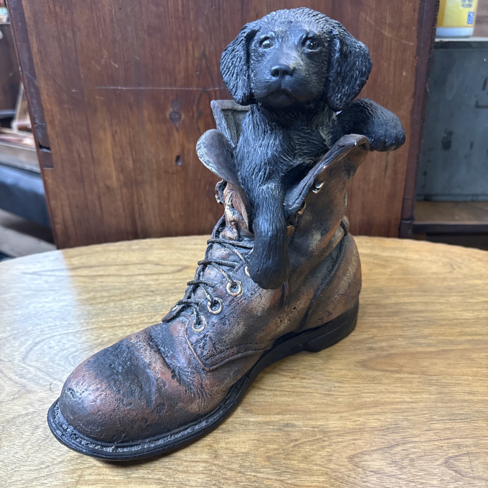 Ducks Unlimited BJ Williams Dog with Boot Statue 1994 Black Labrador HTF