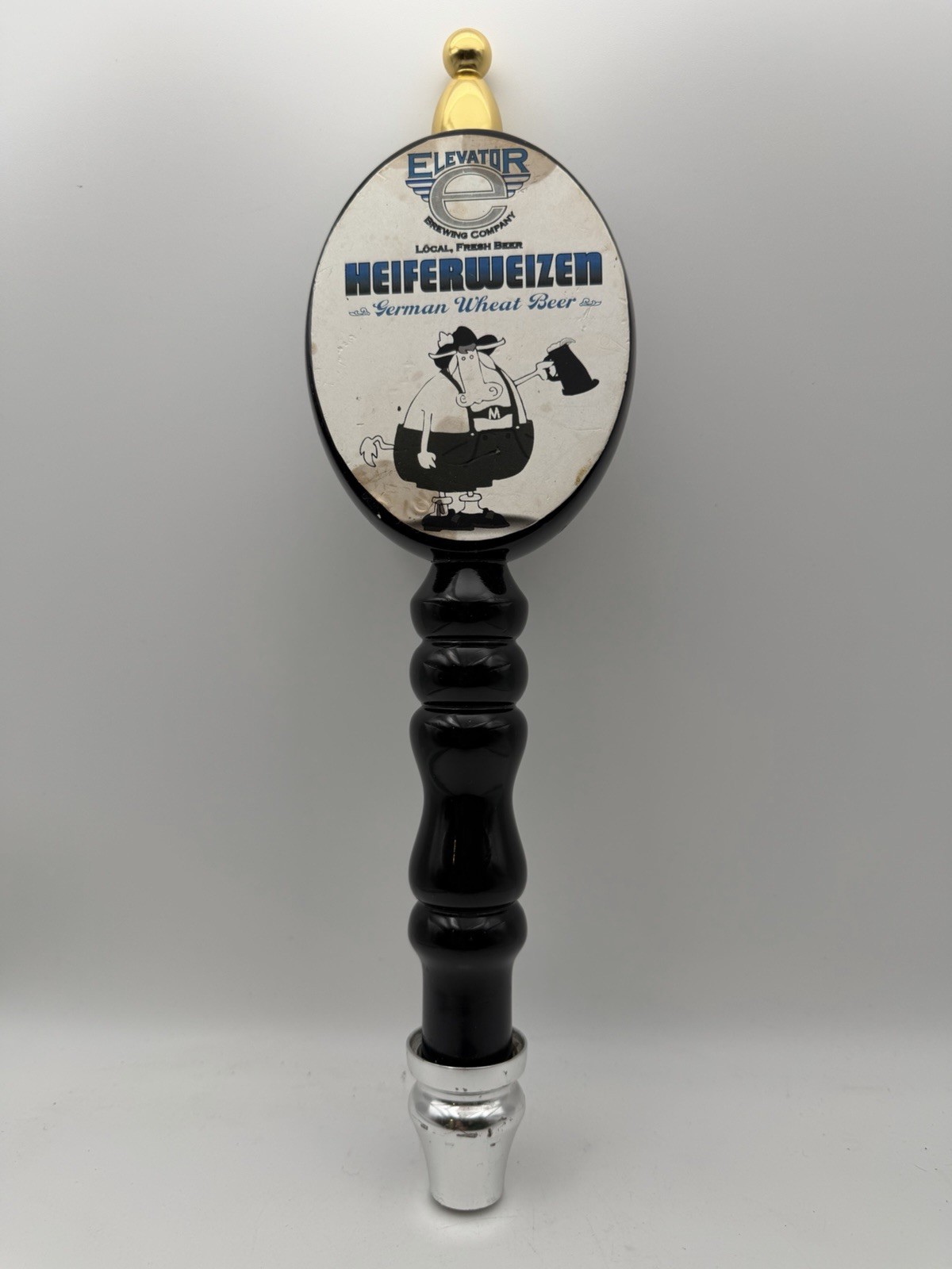Vintage Elevator Brewing Co Heiferweizen Beer Tap Handle German Wheat Ale 12”