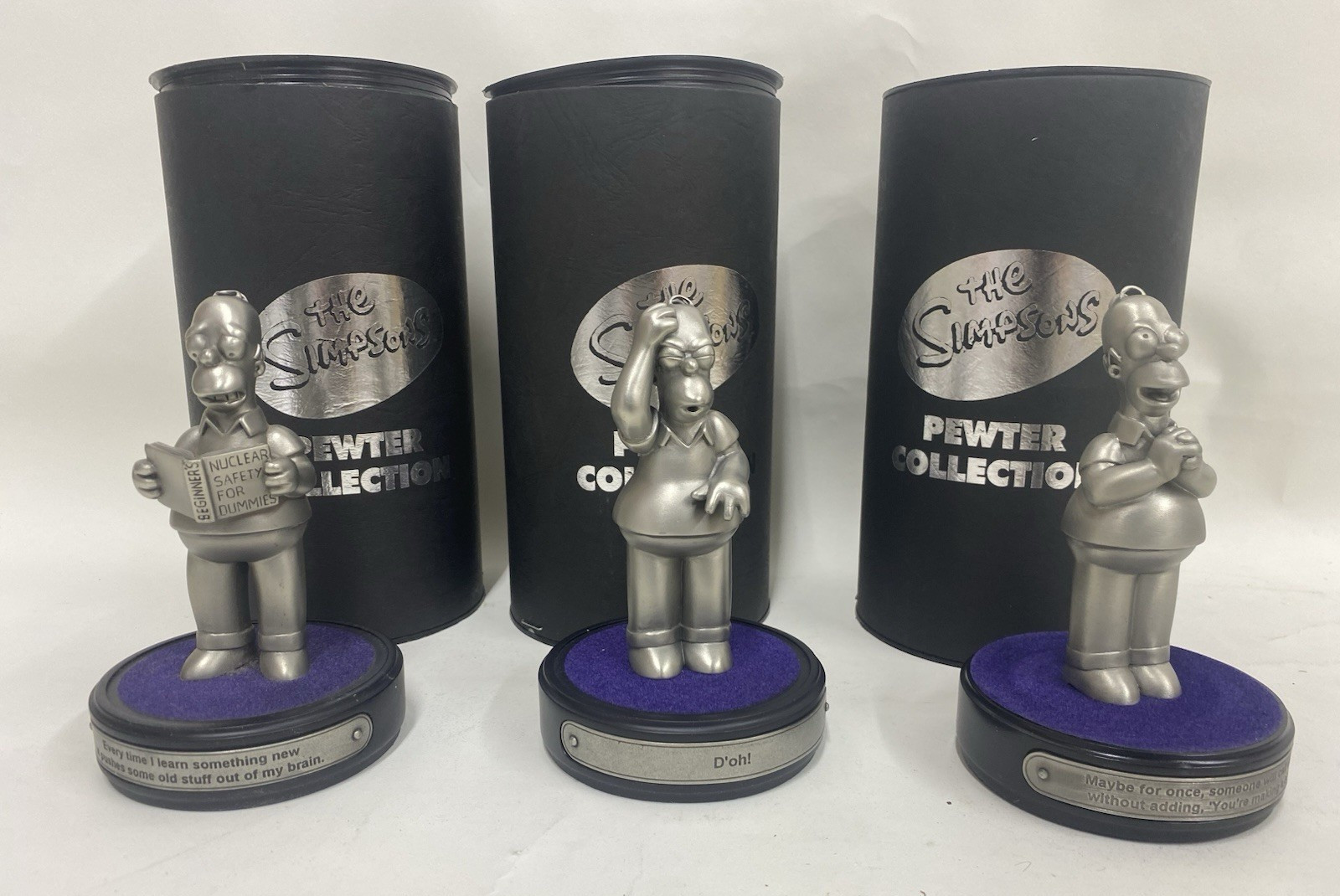 SET of 3 Homerisms Homer Simpson Pewter Statues Vintage