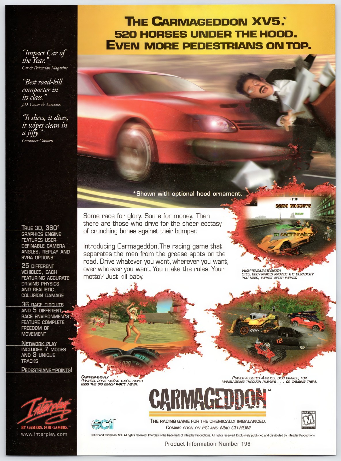 Carmageddon - Interplay PC Game - Original Print Ad/Poster Promo Art 1997