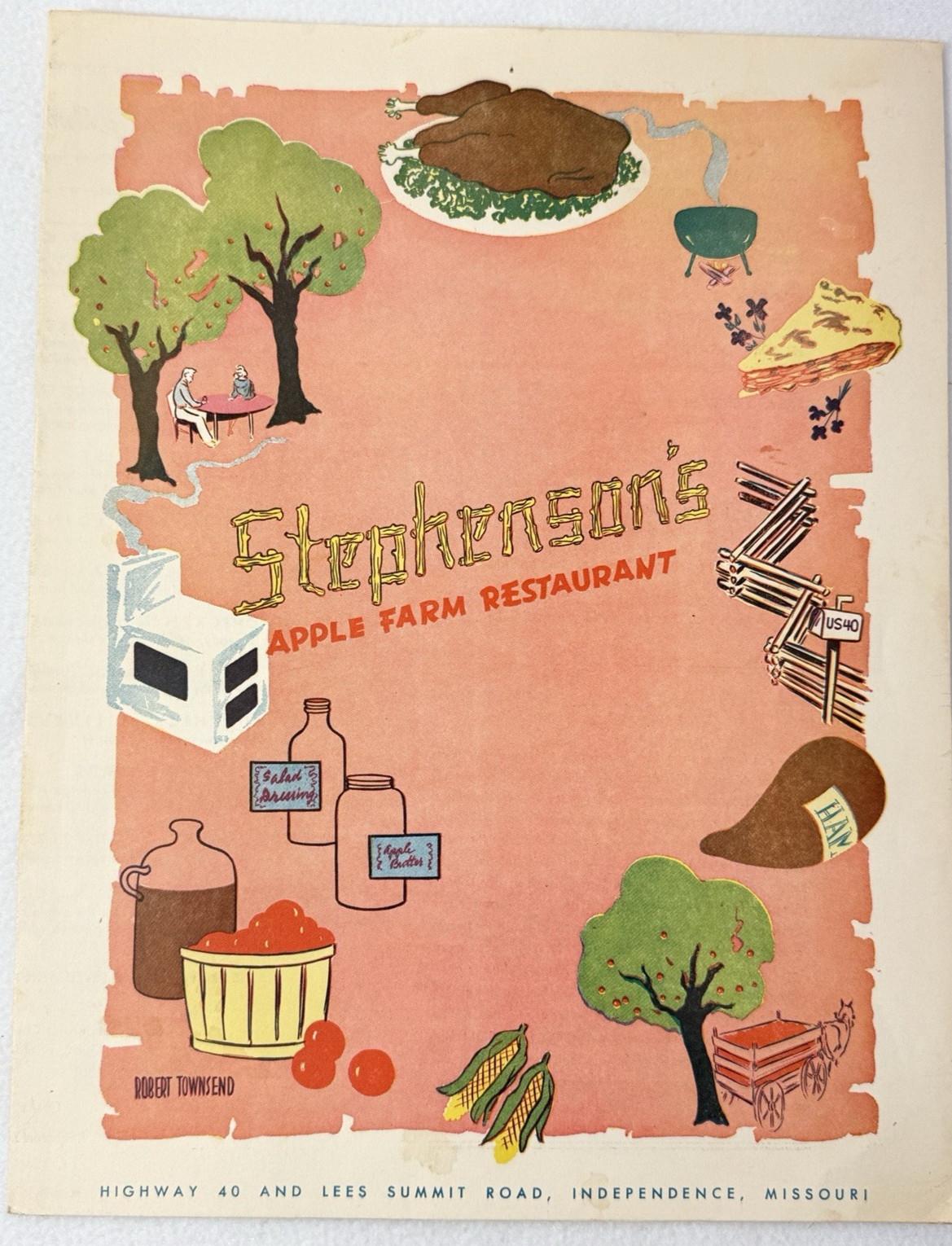 Vintage 1950\'s Stephenson\'s Old Apple Farm Restaurant Menu Independence MO