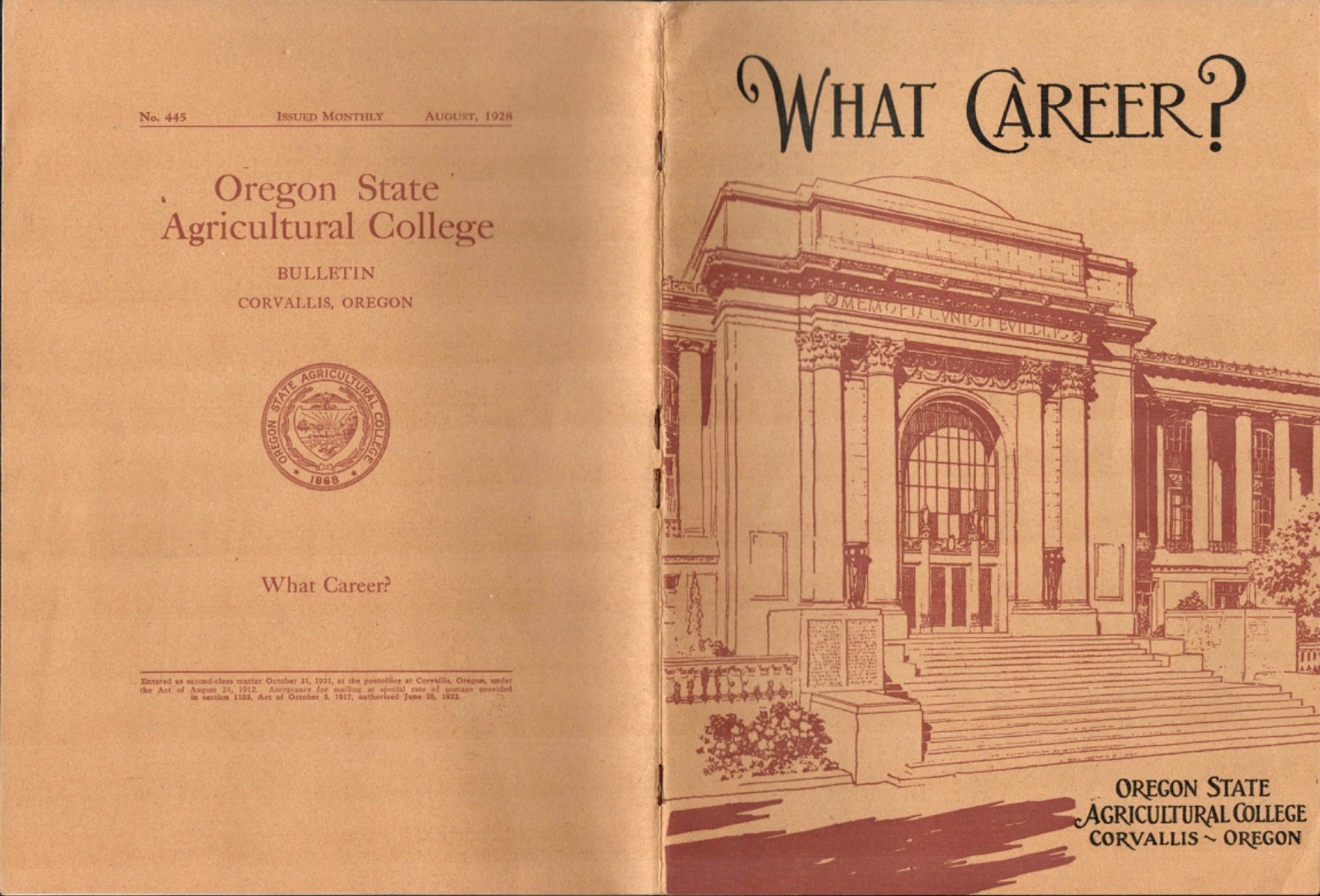 1928 OREGON STATE AGRICULTURAL COLLEGE antique employment booklet WHAT CAREER?