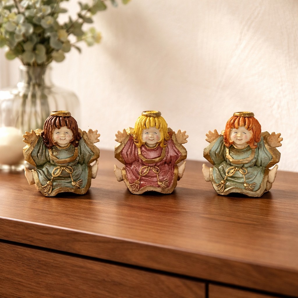 House of Lloyd 1997 Vintage Angel Figurines Resin 3.5”x3.5” Armchair Shopper