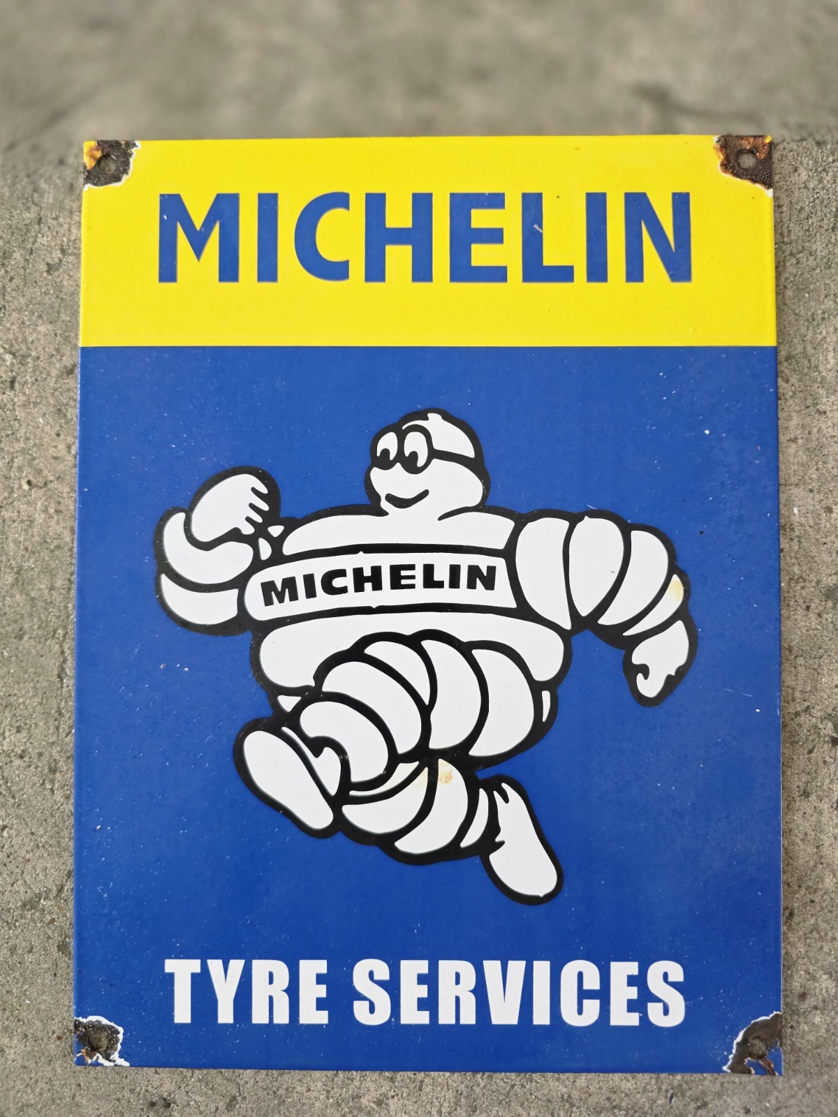 RARE VINTAGE MICHELIN TYRE SERVICE PORCELAIN ENAMEL SIGN APPX 9