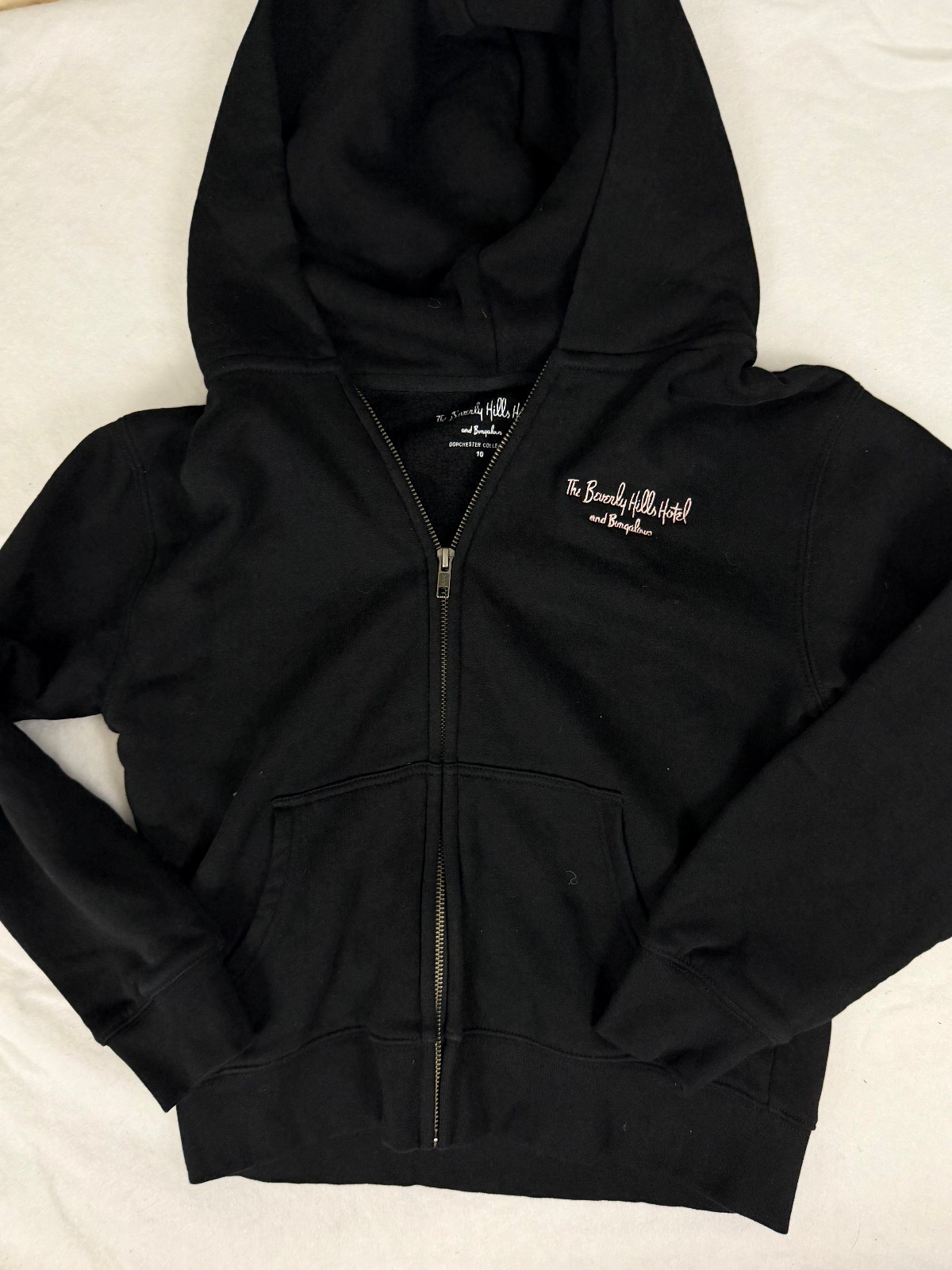 The Beverly Hills Hotel & Bungalows Black hooded Full Zip Jacket Girls 10