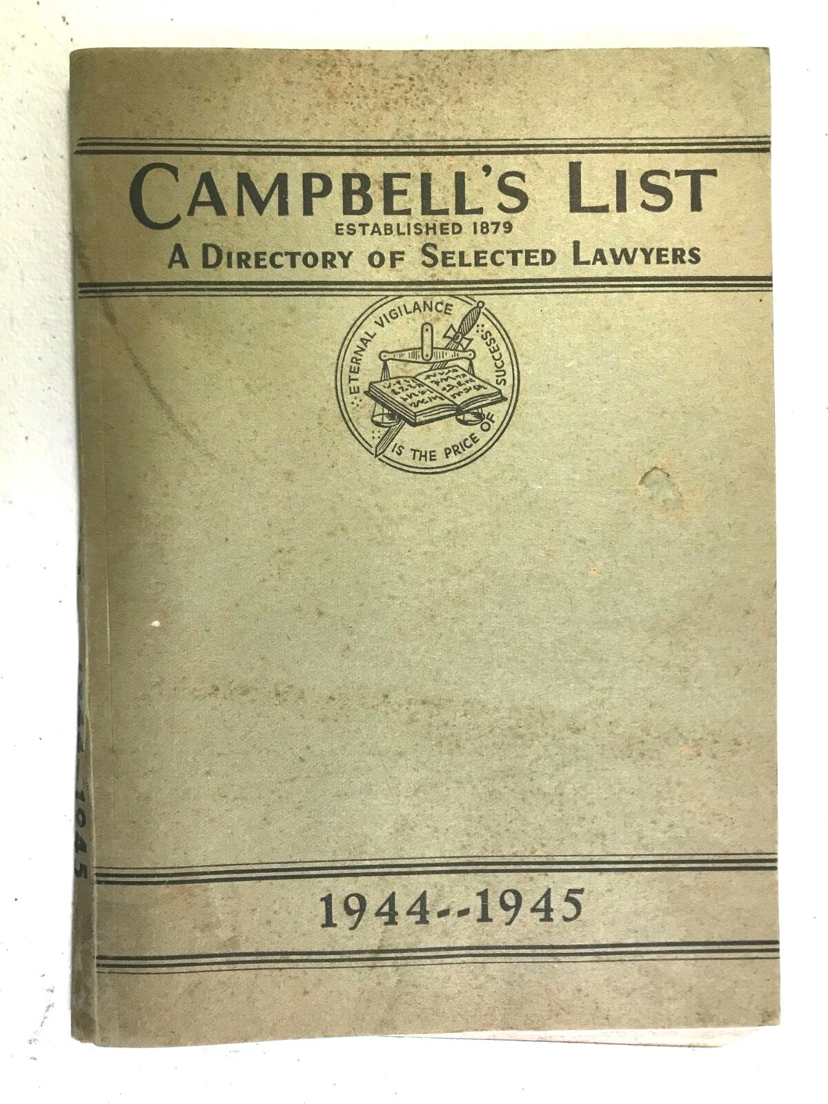 1944-1945 Campbell\'s List - Directory of Selected Lawyers, USA Canada attorneys