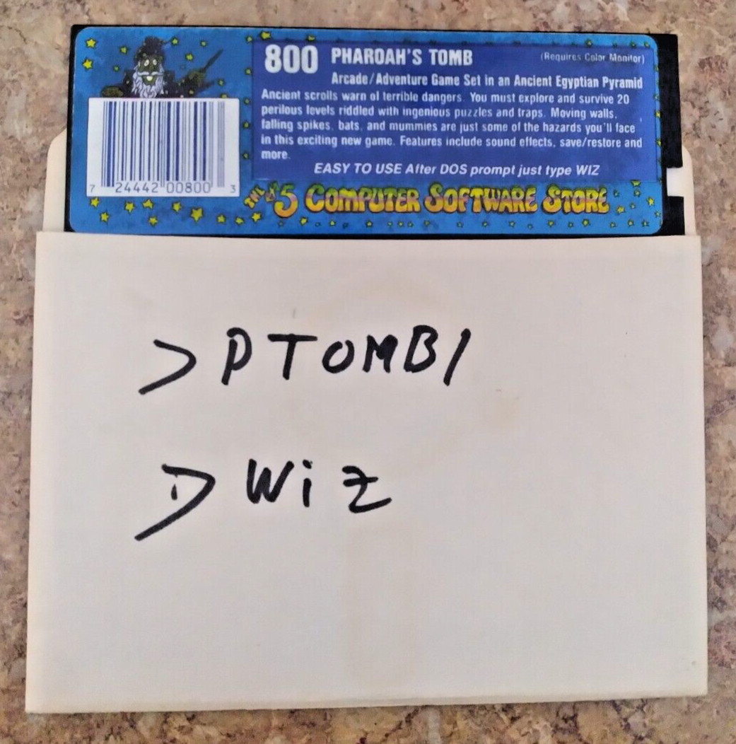 Pharoah'sTomb The Wiz Technology Inc.  Arcade/Adventure Game 5.25 Disk