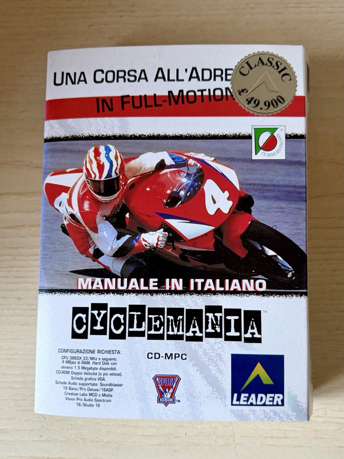 Cyclemania (PC, 1994) VIDEO GAME Sport Accolade CD-ROM motorcycle racing Italy