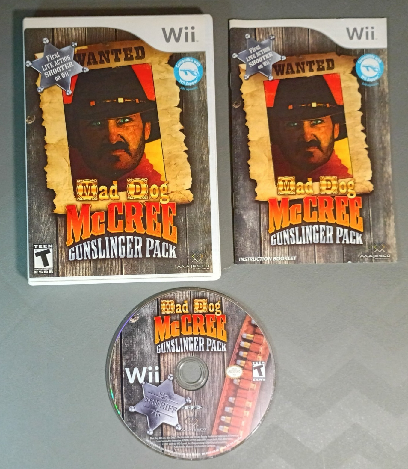 Wii MAD DOG McCREE Gunslinger Pack - Complete w/ Manual CIB Live Action Shooter