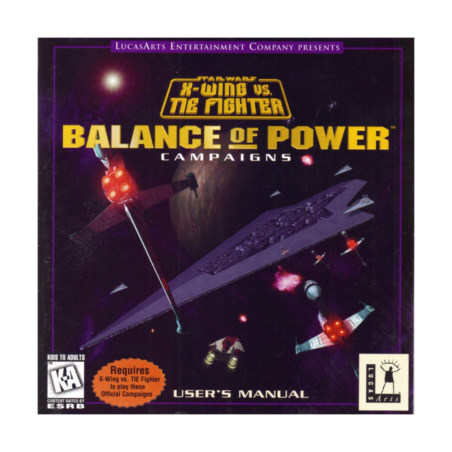 Lucas Arts Video Game  Star Wars - X-Wing vs. TIE Fighter - Balance of Powe EX