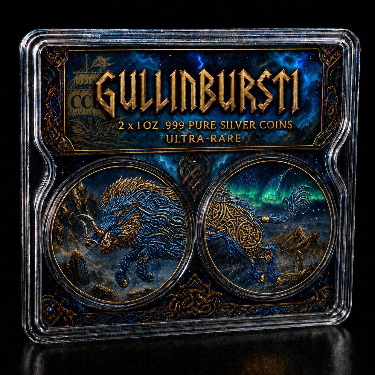 2 x 1 oz 2025 Germania Gullinbursti Colorized in Dual Slab Display
