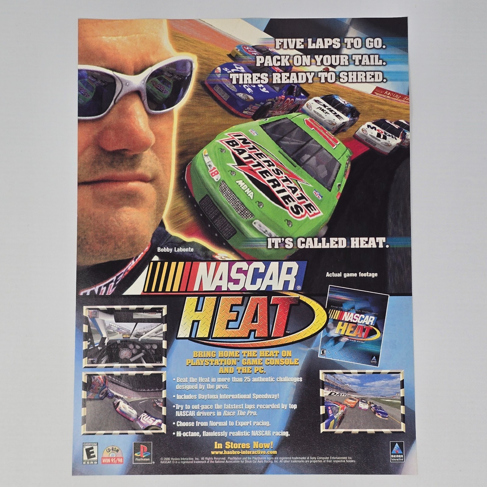 Nascar Heat PlayStation PS1 Five Laps To Go Print Ad/Poster