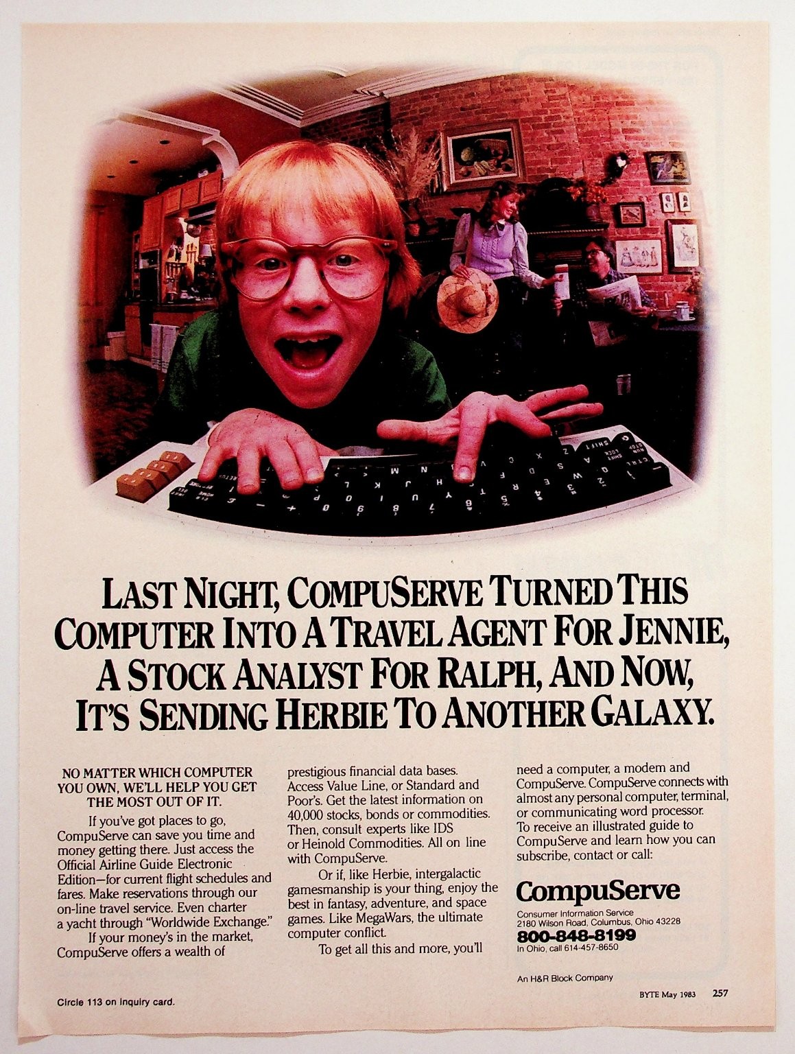 1983 CompuServe BYTE Magazine Ad Early Online Service Vintage Computer Ephemera