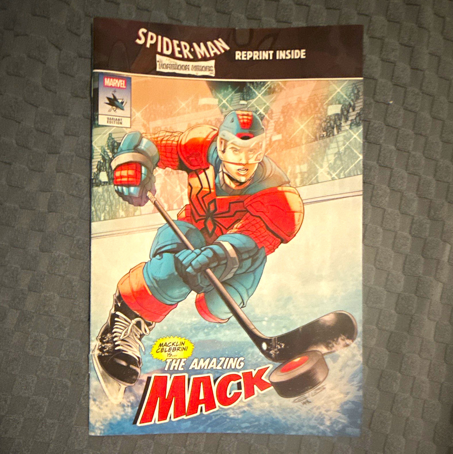 Marvel Spider-Man Macklin Celebrini Sharks Homegrown Heroes #2 Variant Cover