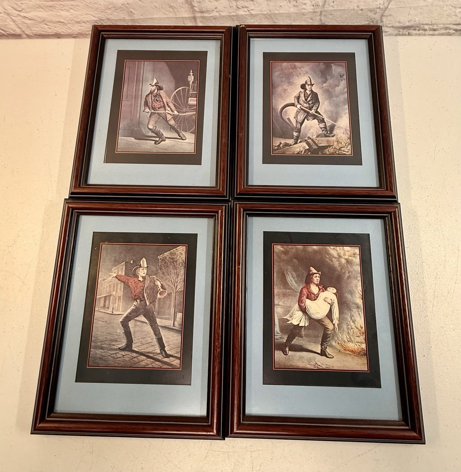 The American Fireman Series Print Currier & Ives Professionally Framed Set Of 4
