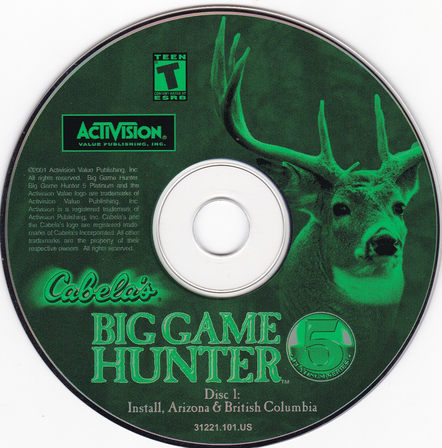 Vintage Cabela's Big Game Hunter 5 Platinum Disc 1 & 2 (PC, 2001)*DISC ONLY*